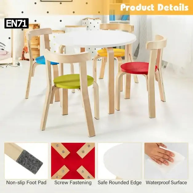 5-Piece Wooden Kids Table and Chair Set in Various Colours - Little and Giant Explorers Costway