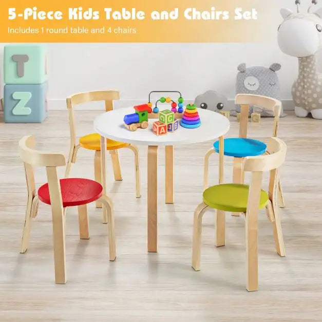 5-Piece Wooden Kids Table and Chair Set in Various Colours - Little and Giant Explorers Costway