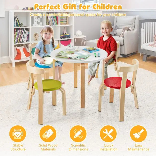 5-Piece Wooden Kids Table and Chair Set in Various Colours - Little and Giant Explorers Costway