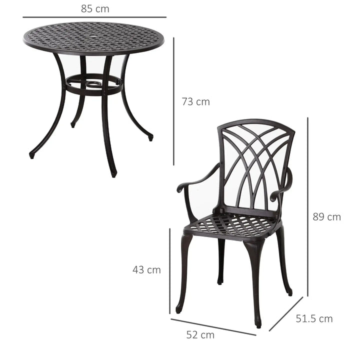 5-Piece Cast Aluminium Outdoor Dining Set with 4 Armchairs - Little and Giant Explorers Outsunny