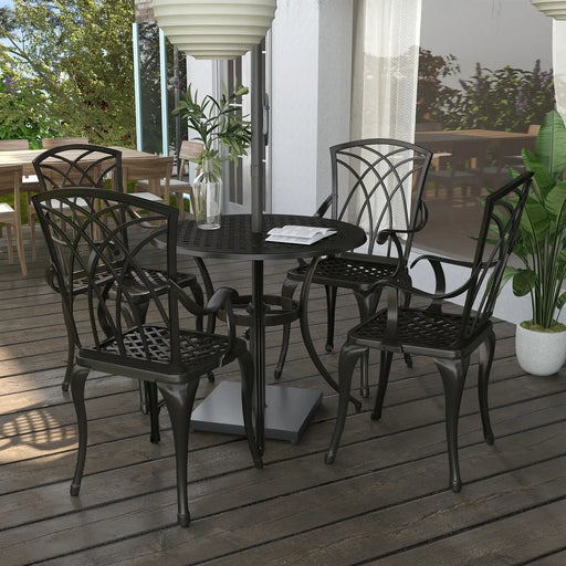 5-Piece Cast Aluminium Outdoor Dining Set with 4 Armchairs - Little and Giant Explorers Outsunny