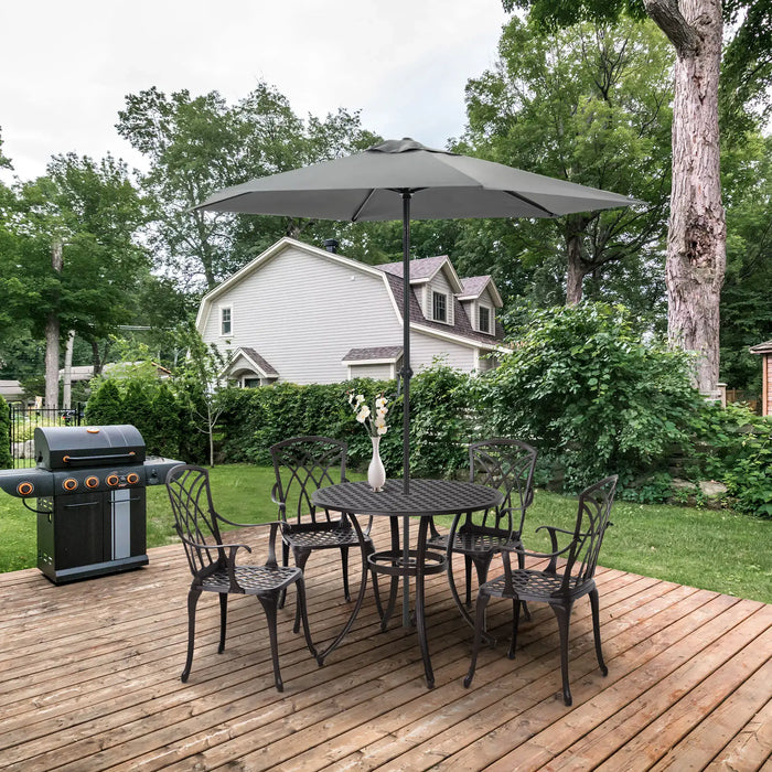 5-Piece Cast Aluminium Outdoor Dining Set with 4 Armchairs - Little and Giant Explorers Outsunny