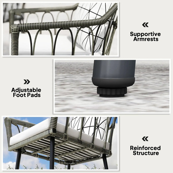 5-Piece Patio Rattan/Wicker Dining Set with Cushions - Little and Giant Explorers Outsunny