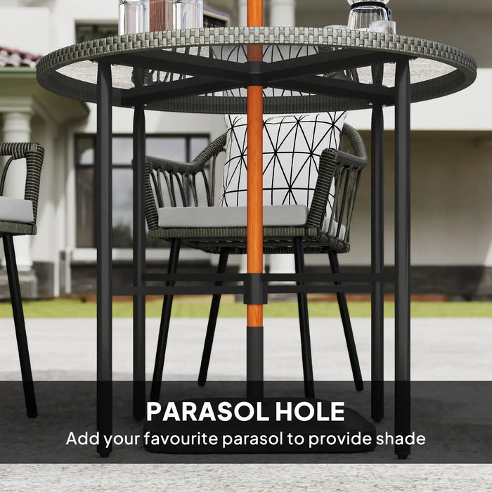 5-Piece Patio Rattan/Wicker Dining Set with Cushions - Little and Giant Explorers Outsunny