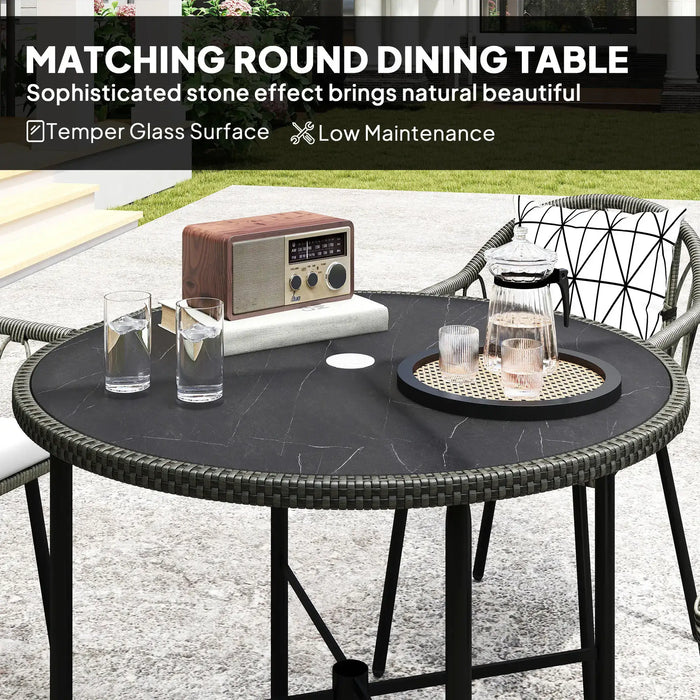 5-Piece Patio Rattan/Wicker Dining Set with Cushions - Little and Giant Explorers Outsunny