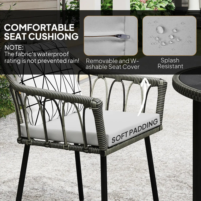 5-Piece Patio Rattan/Wicker Dining Set with Cushions - Little and Giant Explorers Outsunny