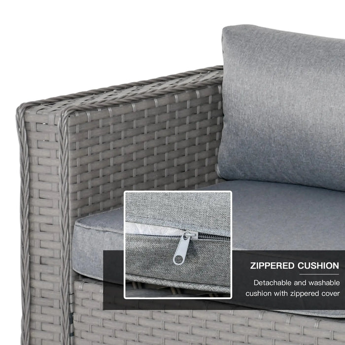 5 Piece PE Rattan Wicker Corner Sofa Set with Cushions in Grey - Little and Giant Explorers Outsunny