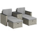 5-Piece Rattan Nesting Garden Furniture Set in Grey - Little and Giant Explorers Outsunny