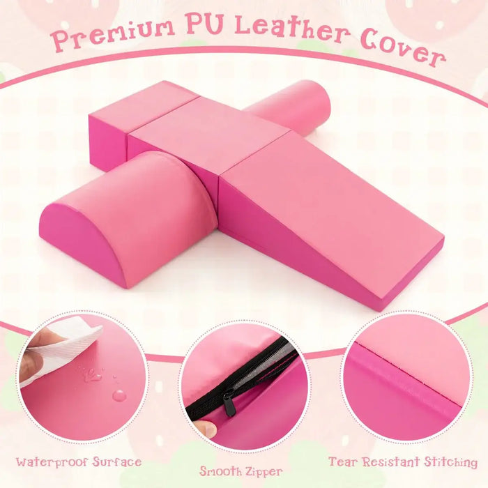 5-Piece Soft Foam Play Set for Toddlers – Pink Climbing Blocks | Motor Skill Development COSTWAY - Little and Giant Explorers Costway