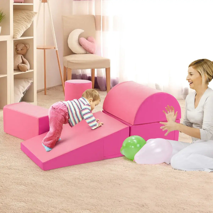 5-Piece Soft Foam Activity Play Set - Pink Child-Friendly Design | COSTWAY - Little and Giant Explorers Costway