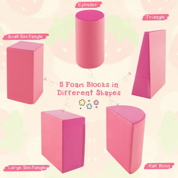 5-Piece Soft Foam Play Set for Toddlers – Pink Climbing Blocks | Motor Skill Development COSTWAY - Little and Giant Explorers Costway