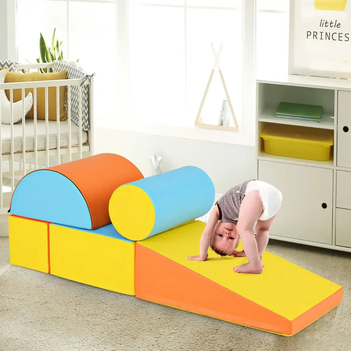 5-Piece Soft Foam Play Set – Orange and Yellow | Climbing, Crawling and Activity Blocks COSTWAY - Little and Giant Explorers Costway