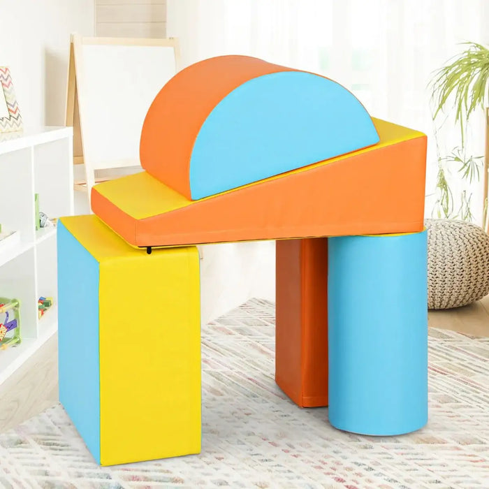 5-Piece Soft Foam Play Set – Orange and Yellow | Climbing, Crawling and Activity Blocks COSTWAY - Little and Giant Explorers Costway