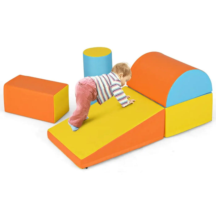 5-Piece Soft Foam Play Set – Orange and Yellow | Climbing, Crawling and Activity Blocks COSTWAY - Little and Giant Explorers Costway