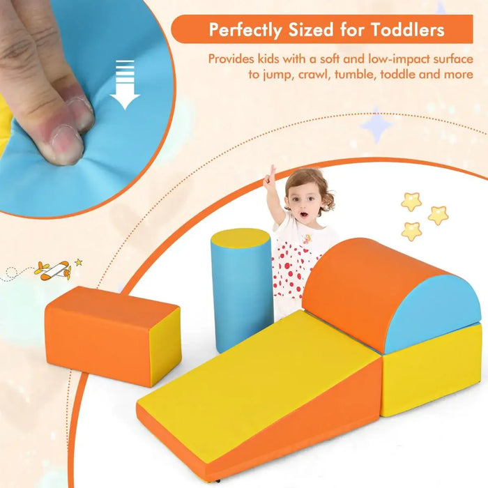 5-Piece Soft Foam Play Set – Orange and Yellow | Climbing, Crawling and Activity Blocks COSTWAY - Little and Giant Explorers Costway