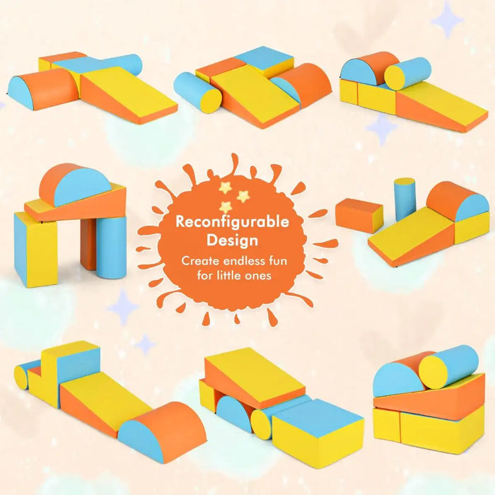 5-Piece Soft Foam Play Set – Orange and Yellow | Climbing, Crawling and Activity Blocks COSTWAY - Little and Giant Explorers Costway
