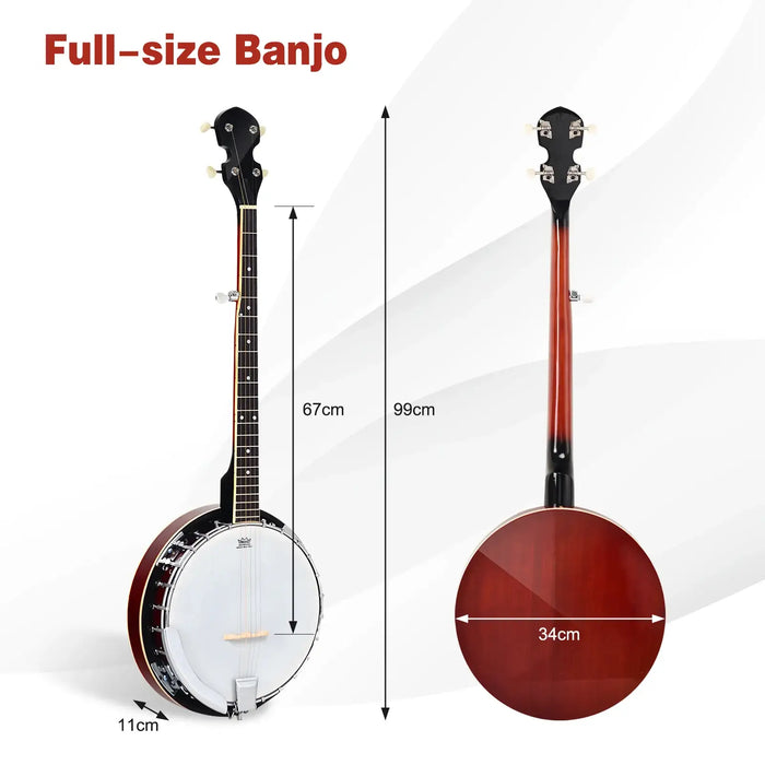 5-String Banjo Multi-Wood | Frosted Remo Head with Detachable Resonator - Little and Giant Explorers Costway