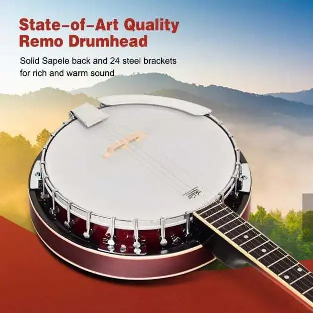 5-String Banjo Multi-Wood | Frosted Remo Head with Detachable Resonator - Little and Giant Explorers Costway