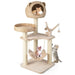 5-Layer Cat Tree Natural | Hand-Woven Cattail Basket with Sisal Rope Posts - Little and Giant Explorers Costway
