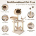 5-Layer Cat Tree Natural | Hand-Woven Cattail Basket with Sisal Rope Posts - Little and Giant Explorers Costway