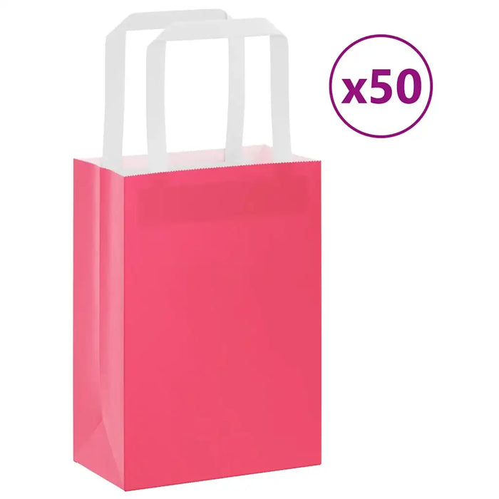 50 Pack Kraft Paper Bags – Pink | 15x8x21cm - 100g/m² Recyclable Gift VIDAXL - Little and Giant Explorers vidaXL
