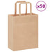 50 Paper Bags with Handles in Brown (18 x 8 x 22cm) - Little and Giant Explorers vidaXL