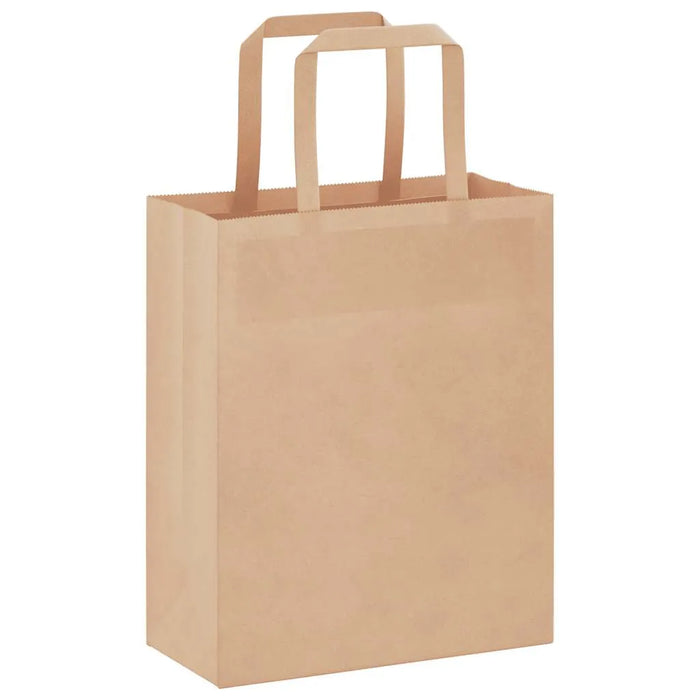 50 Paper Bags with Handles in Brown (18 x 8 x 22cm) - Little and Giant Explorers vidaXL