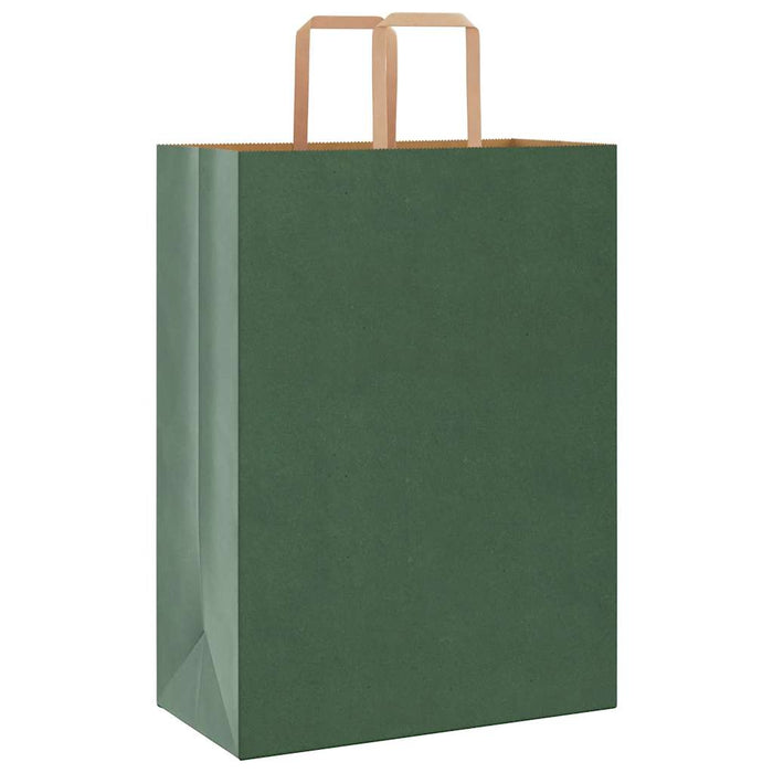 50 Paper Bags with Handles in Green (32 x 17 x 44cm) - Little and Giant Explorers vidaXL