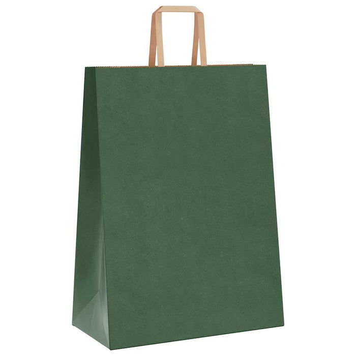 50 Paper Bags with Handles in Green (32 x 17 x 44cm) - Little and Giant Explorers vidaXL