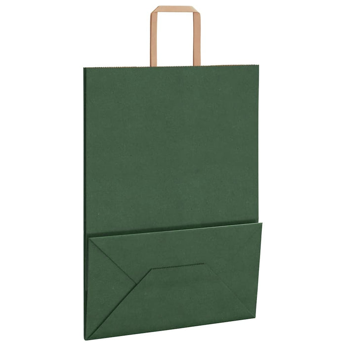 50 Paper Bags with Handles in Green (32 x 17 x 44cm) - Little and Giant Explorers vidaXL