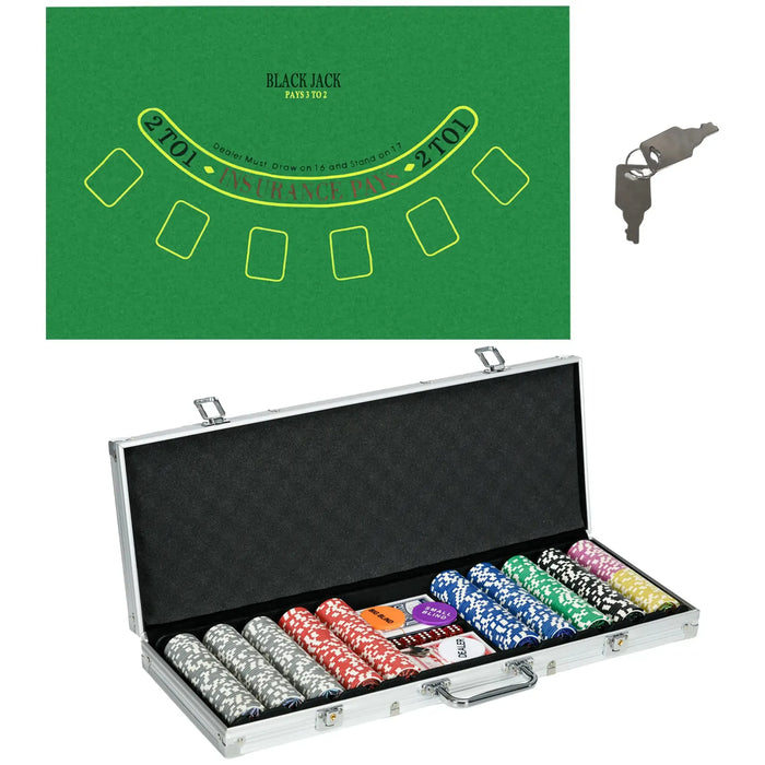 500-Piece Poker Chips Set with Mat - Little and Giant Explorers SPORTNOW