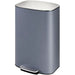 Gray trash can with a white lid on a white background