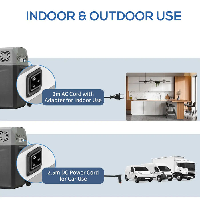 50L Portable Compressor Car Fridge Freezer – Grey | Dual Power 12V/24V/240V HOMCOM - Little and Giant Explorers HOMCOM