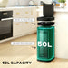 50L capacity green touchless sensor trash bin with built-in bag ring and bucket-free design in modern kitchen
