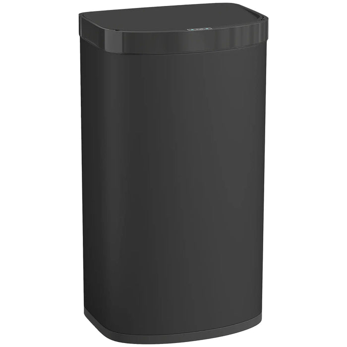 Black trash can on a white background