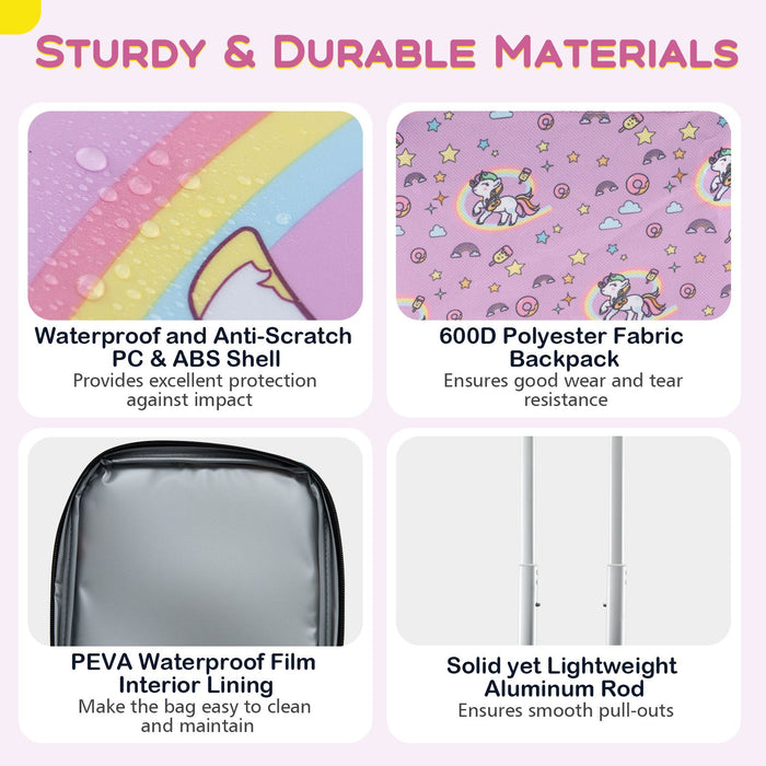 5-Piece Kids Travel Luggage Set - Pink | Backpack, Lunch Bag and Neck Pillow COSTWAY