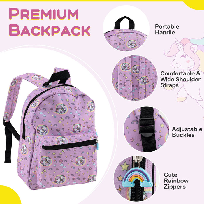 5-Piece Kids Travel Luggage Set - Pink | Backpack, Lunch Bag and Neck Pillow COSTWAY