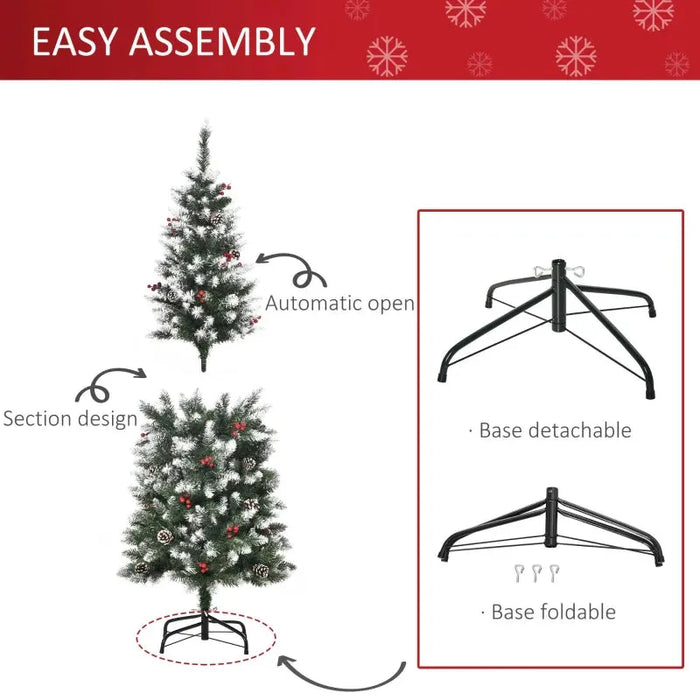 5FT Artificial Christmas Pencil Tree with Red Berries and Pinecones - Little and Giant Explorers HOMCOM