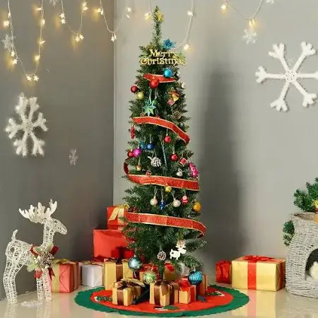 5ft Artificial Christmas Tree - 294 Tips | Flame-Retardant Plastic - Compact Festive Design HOMCOM - Little and Giant Explorers HOMCOM