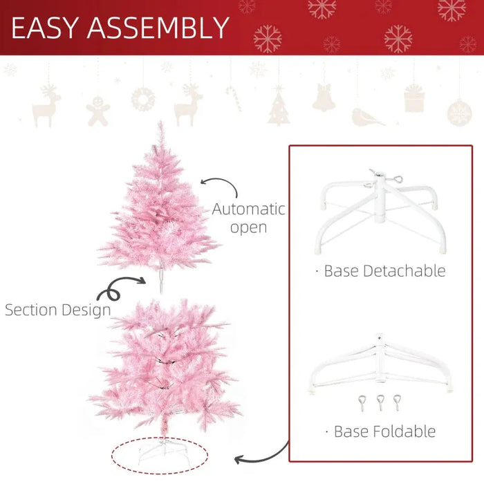 5FT Artificial Christmas Tree in Pink - Little and Giant Explorers HOMCOM