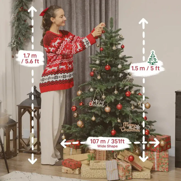 5ft Artificial Christmas Tree | 772 Tips - Wide Shape with Moulded Branches HOMCOM - Little and Giant Explorers HOMCOM