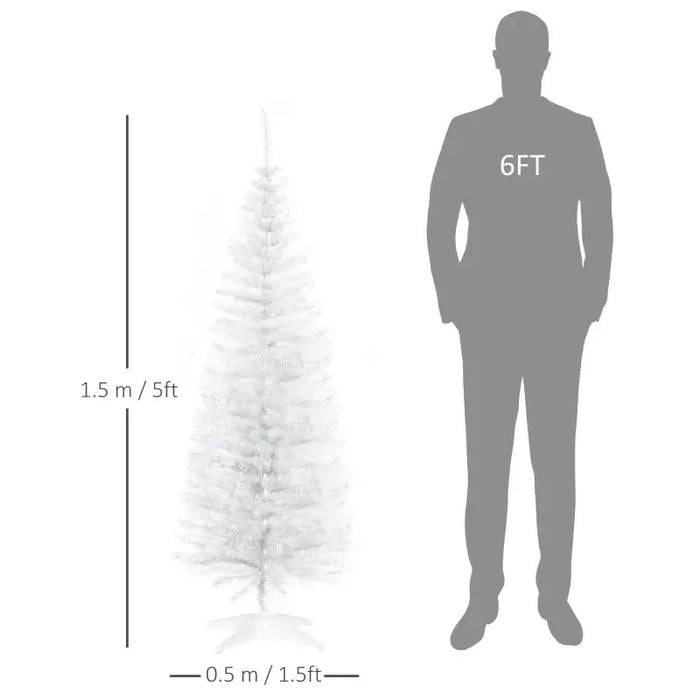5ft Artificial Christmas Tree – White | 294 Tips - Flame-Retardant Plastic HOMCOM - Little and Giant Explorers HOMCOM