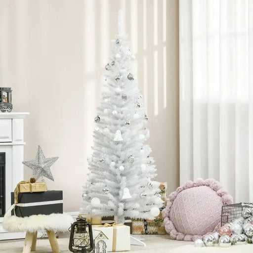5ft Artificial Christmas Tree – White | 294 Tips - Flame-Retardant Plastic HOMCOM - Little and Giant Explorers HOMCOM