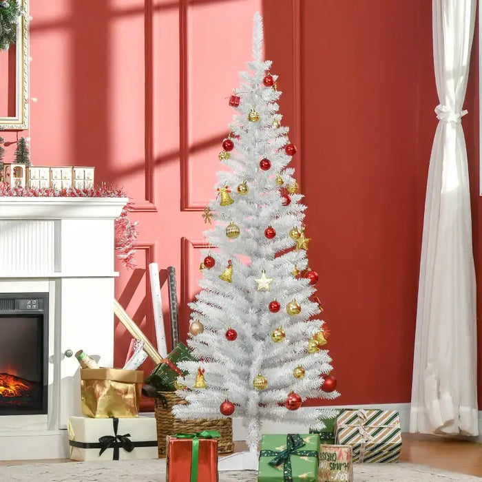 5ft Artificial Christmas Tree – White | 294 Tips - Flame-Retardant Plastic HOMCOM - Little and Giant Explorers HOMCOM