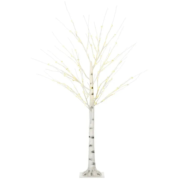 5FT Artificial White Birch Tree with Pre-Lit LED Lights - Little and Giant Explorers HOMCOM