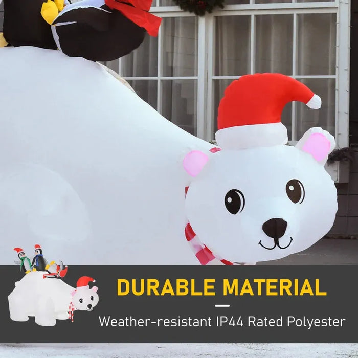 5FT Christmas Inflatable LED Lighted Polar Bear with Penguins - Little and Giant Explorers HOMCOM