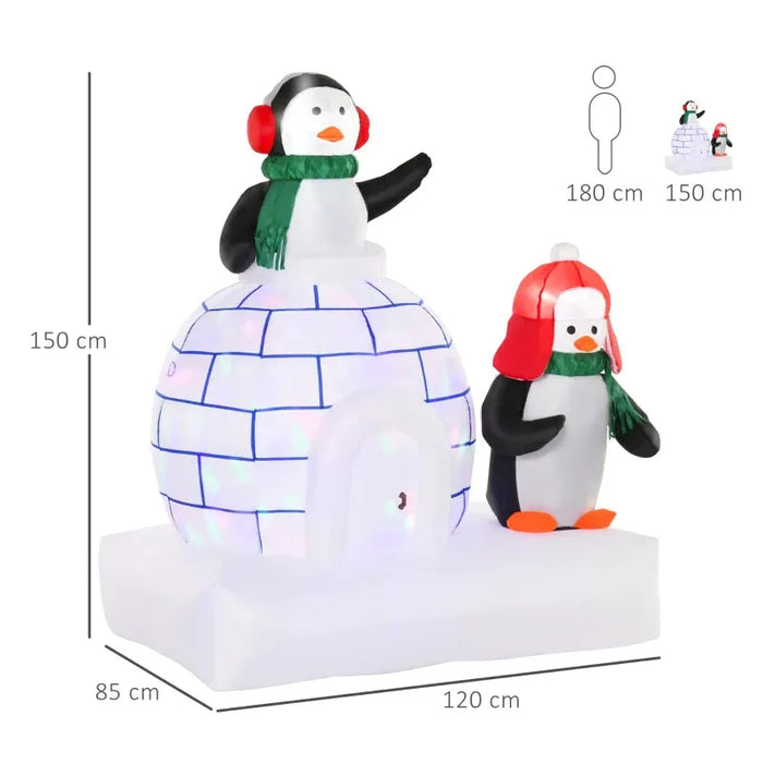 5FT Christmas Inflatable Penguins and Igloo - Little and Giant Explorers HOMCOM