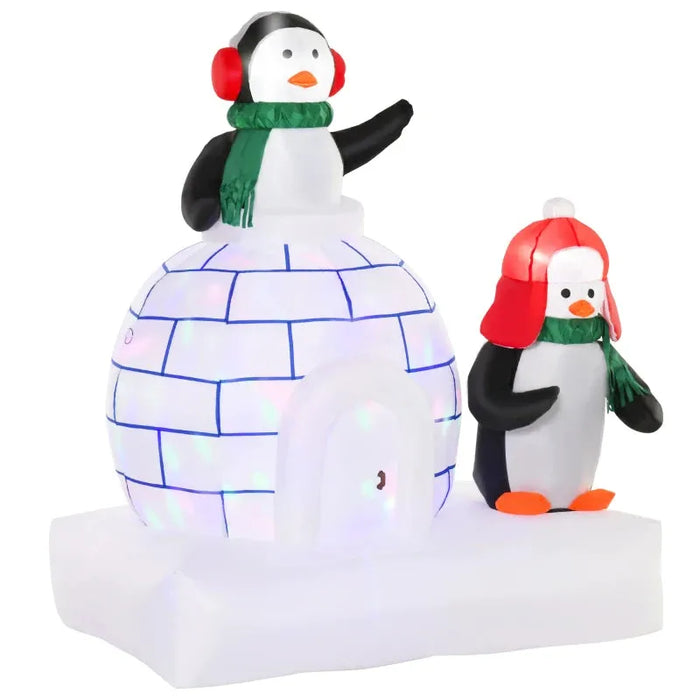 5FT Christmas Inflatable Penguins and Igloo - Little and Giant Explorers HOMCOM