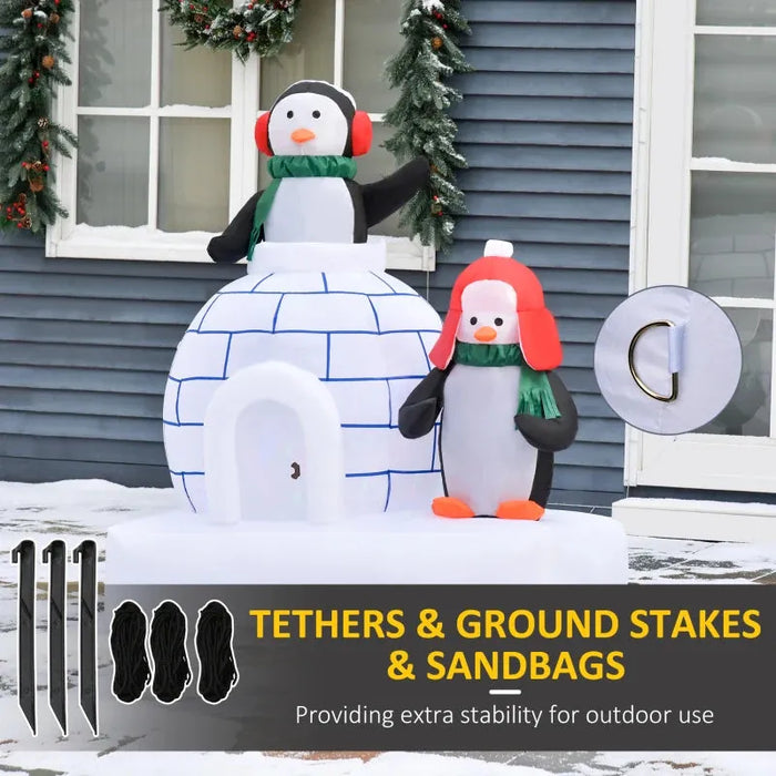 5FT Christmas Inflatable Penguins and Igloo - Little and Giant Explorers HOMCOM