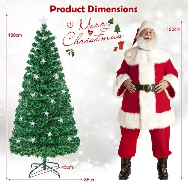 5ft Fibre Optic Christmas Tree | Pre-Lit Artificial Tree with Star Topper COSTWAY - Little and Giant Explorers Costway